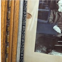 Antique Large Ornate Wood Picture Frame with Portrait