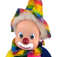Vintage Rainbow Harlequin Clown Sitting Doll