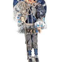 Vintage Christmas Santa Elf Jester Figure: Blue & Silver