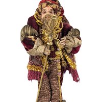 Vintage Santa Elf Jester Figure: Maroon & Gold