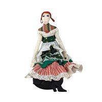 Vintage Handmade 25" Cloth Doll with Red Hair & Ruffled Dress