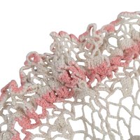 Vintage Large Crochet Doily with Pink Trim