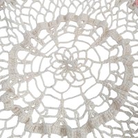 Vintage Large Crochet Doily with Pink Trim