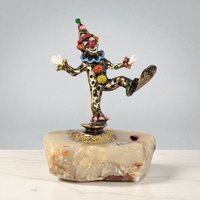 Vintage Ron Lee Dancing Pinky Clown: 24K Gold Plate & Marble