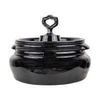 Vintage L.E. Smith Black Glass Bean Pot