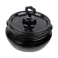 Vintage L.E. Smith Black Glass Bean Pot