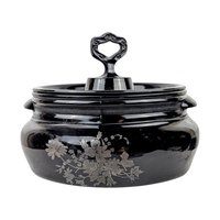 Vintage L.E. Smith Black Glass Bean Pot