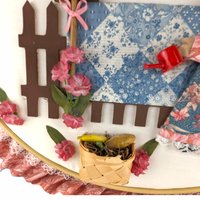 Vintage Sunbonnet Sue Quilted Garden Scene Wall Hanging