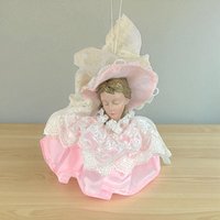 Vintage Pink Lace Doll Head Ornament