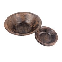 Vintage 4 Piece Woven Wood Salad Bowl Set