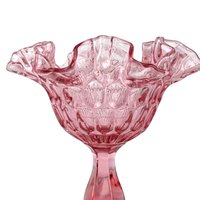 Vintage Fenton Thumbprint Ruffled Cranberry Glass Dish