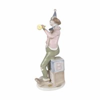 Vintage Porcelain Clown with Horn and Tambourine
