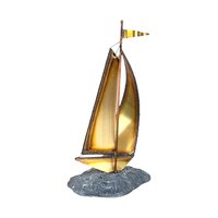 Vintage Signed Brass Sailboat Figurine