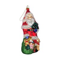 Vintage Large Glass Santa with Toys Ornament