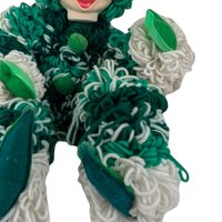 Vintage Handmade Green Yarn Sitting Clown
