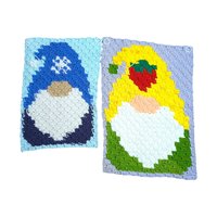Pair of Handmade Completed Crochet Gnome Wall Hangings