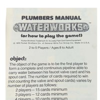 1972 Parker Brothers Waterworks Leaky Pipe Card Game