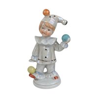 Vintage Luster Ceramic Jester Figurine Trio