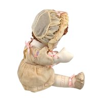 Vintage Handmade Cloth Doll in Bonnet and Dress