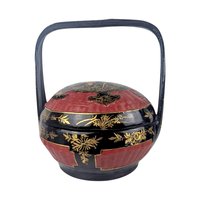 Vintage Chinese Hand Painted Bamboo Wedding Basket