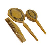 Vintage Three-Piece Amber Celluloid Vanity Set