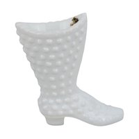 Fenton Hobnail White Milk Glass Boot Figurine