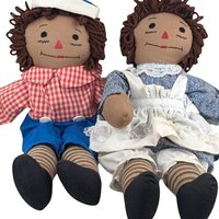 Vintage Raggedy Ann and Andy Plush Doll Pair