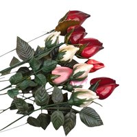 Mid Century Glossy Artificial Rose Bouquet: Assorted Colors