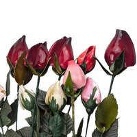 Mid Century Glossy Artificial Rose Bouquet: Assorted Colors