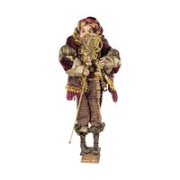Vintage Santa Elf Jester Figure: Maroon & Gold