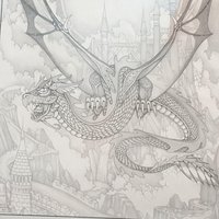 Vintage Dan Thompson Fantasy Dragon & Castle Signed Print