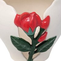 Vintage Alaskan Rose Relief Ceramic Planter