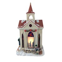 1998 Mr. Christmas Village Square Lighted Silhouette Church