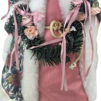 Vintage Victorian Pink Floral Santa Tree Topper