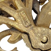 Vintage ART White Enamel & Gold-Tone Floral Brooch