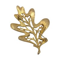 Vintage Sarah Coventry "Golden Harvest" Leaf Brooch & Earring Set