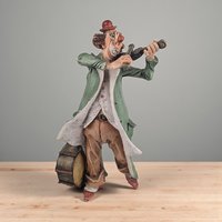 Vintage Capodimonte Clown with Fiddle & Drum