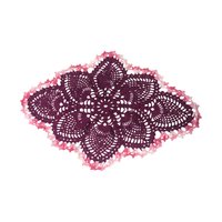 Vintage Handmade Burgundy and Rose White Crochet Doily Set