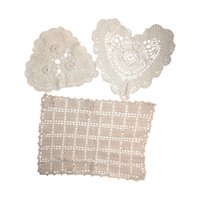 Set of 3 Vintage Off White Handmade Crochet Doilies