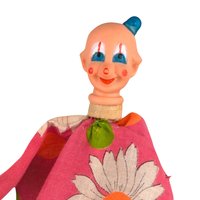 Vintage Pink Daisy Pop-Up Clown Cone Puppet