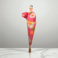 Vintage Pink Daisy Pop-Up Clown Cone Puppet