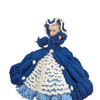 1970s Crochet Bed Doll in Blue