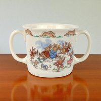 Vintage Royal Doulton Bunnykins Sledding 2-Handled Mug