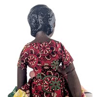 Vintage 14.5" Porcelain Island Doll in Floral Gown