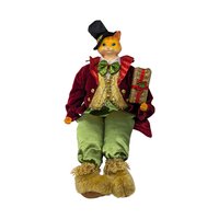 Vintage Anthropomorphic Cat Shelf Sitter - Dapper Holiday Feline