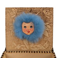 Vintage Pyrography Wood Box with Furry Face