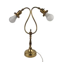 Vintage Double Brass Goose-Neck Table Lamp