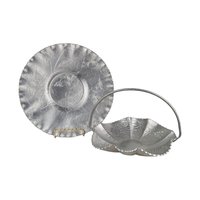 Vintage Hammered Aluminum Floral Basket and Plate