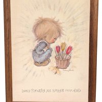 Vintage Betsey Clark Wooden Wall Plaque Pair