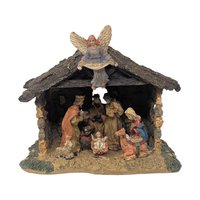 Vintage Illuminated Resin Nativity Grotto